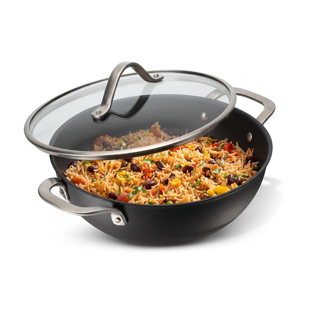 TRAMONTINA Heritage Iron Kadai with Lid 20 cm 1.7 L | Black