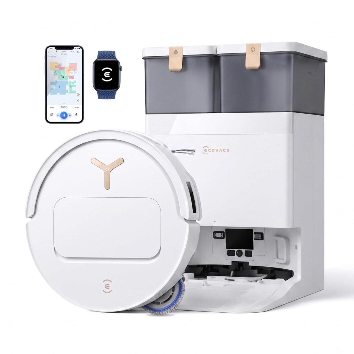 ECOVACS Deebot T50S Pro Omni 2 in 1 Robot Vacuum Cleaner & Mop, 25000 Pa Suction, Self-Empty & Self Wash Omni-Station, ZeroTangle 3.0, Hot Air-Drying, Auto-Lift Mop, 250 Mins Runtime
