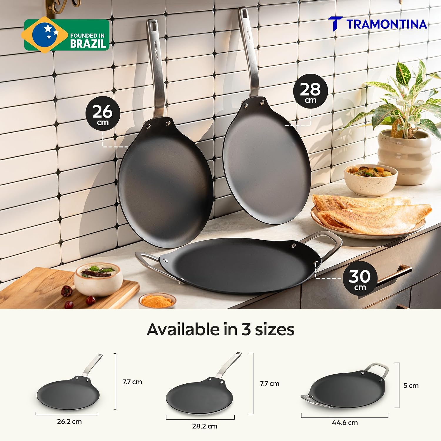TRAMONTINA Heritage Iron Dosa Tawa 28 cm | Black - Image 7