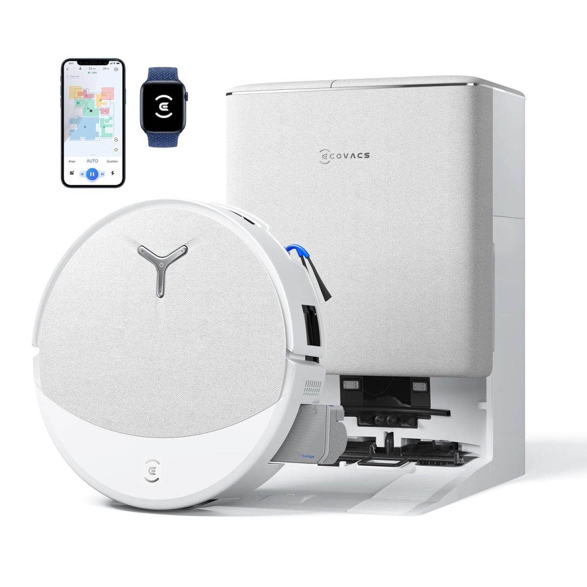 ECOVACS Deebot T90 Pro Omni 2-in-1 Robot Vacuum Cleaner & Mop, 30000 Pa Blast Suction, Self-Empty & Self-Wash Omni Station, Extra-Long Roller, AI Re-Mop 2.0, PowerBoost Technology