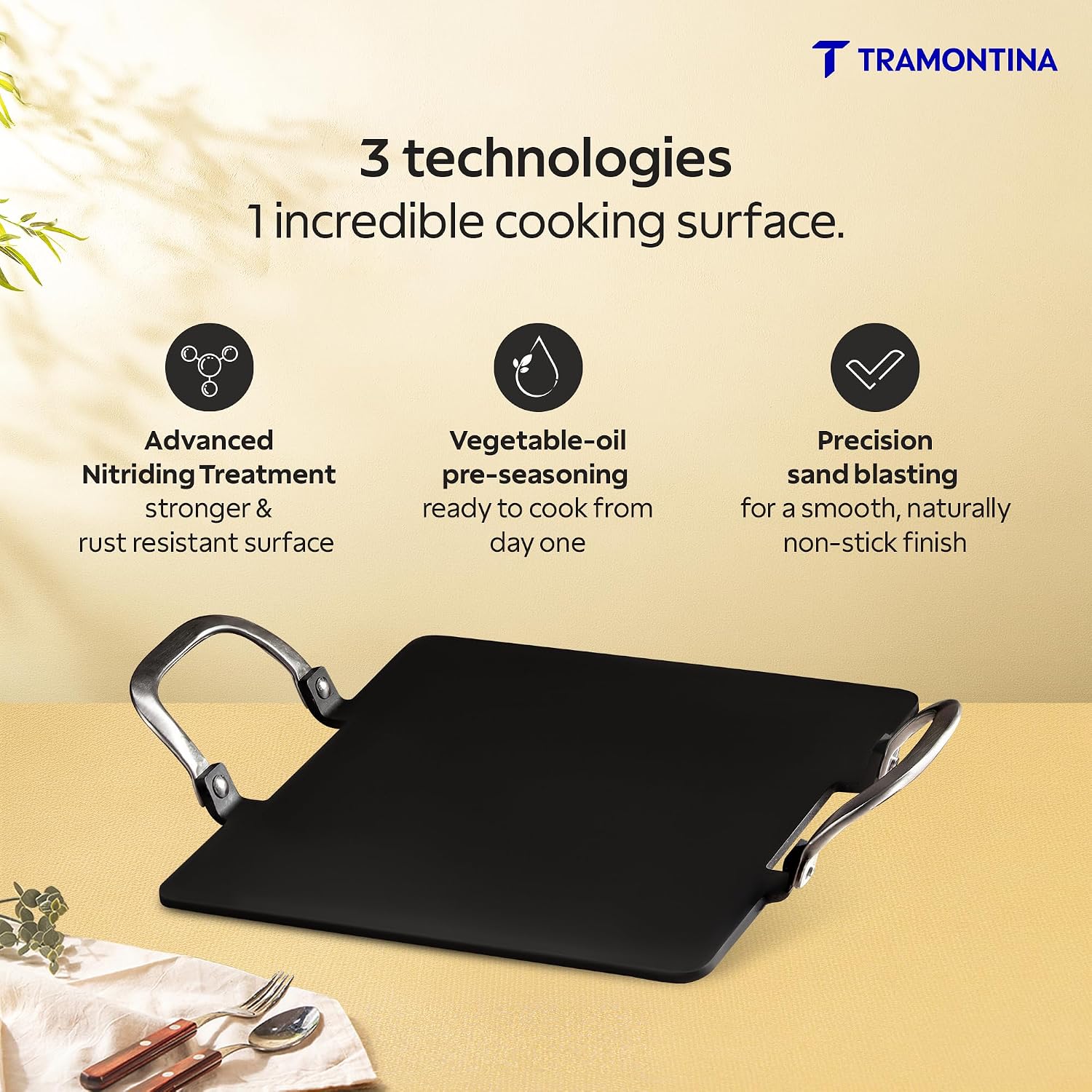 TRAMONTINA Heritage Iron Pathri Tawa 30 cm | Black - Image 4