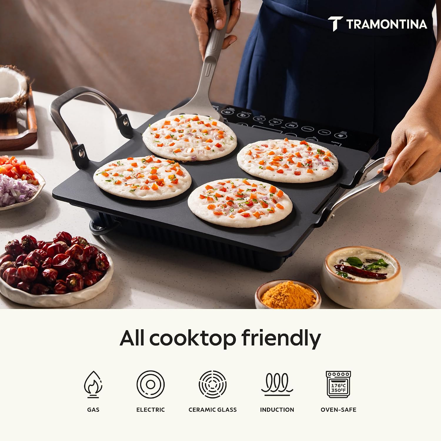 TRAMONTINA Heritage Iron Pathri Tawa 30 cm | Black - Image 2