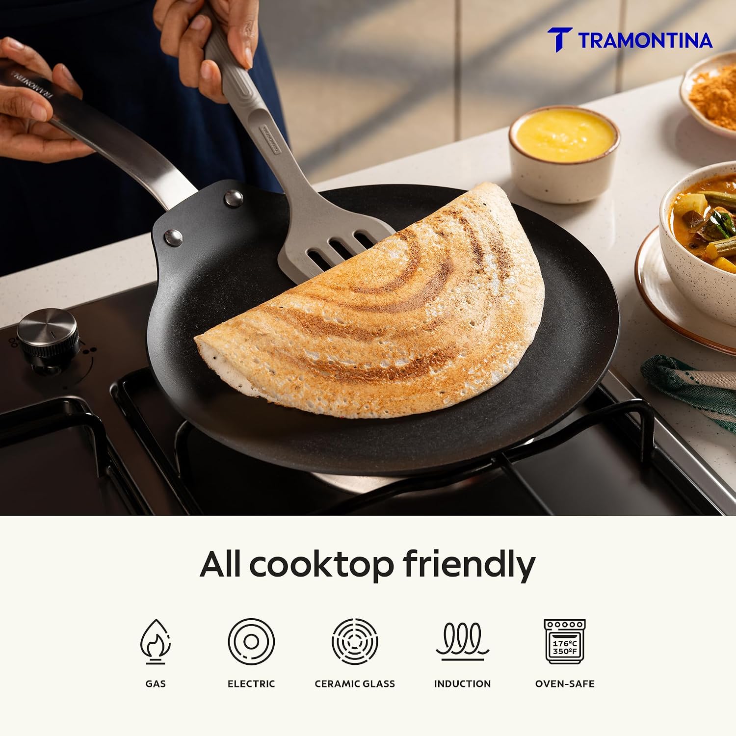 TRAMONTINA Heritage Iron Dosa Tawa 28 cm | Black - Image 2