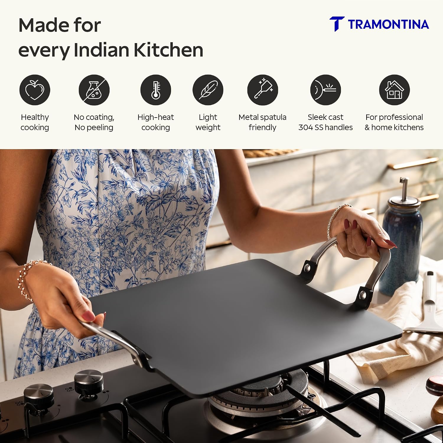 TRAMONTINA Heritage Iron Pathri Tawa 30 cm | Black - Image 3