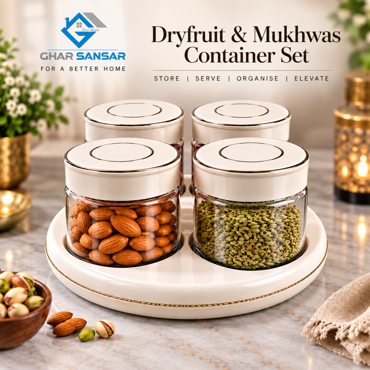 Premium Dry Fruit & Mukhwas Container Set | Diwali & Corporate Gift