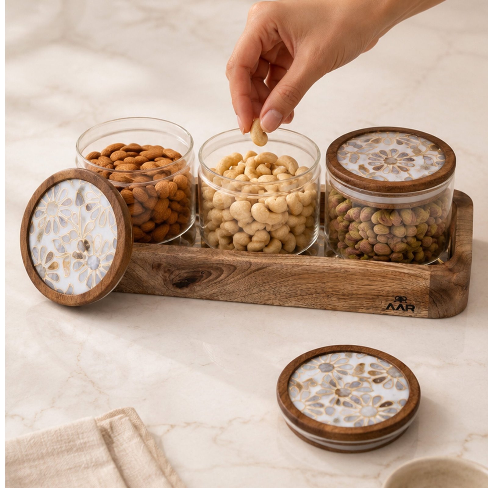 Artisian 3-Jar Dry Fruit Set – Premium Storage & Serving Collection - Image 3