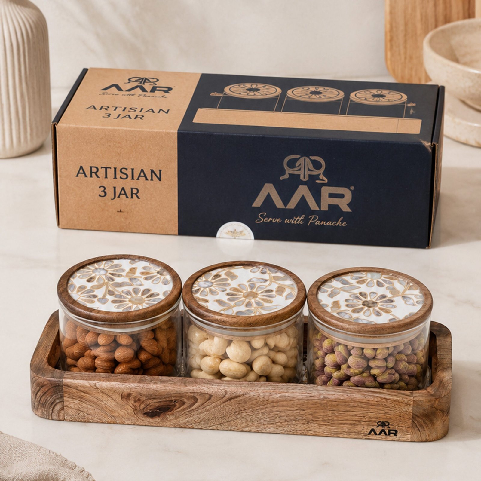 Artisian 3-Jar Dry Fruit Set – Premium Storage & Serving Collection - Image 4