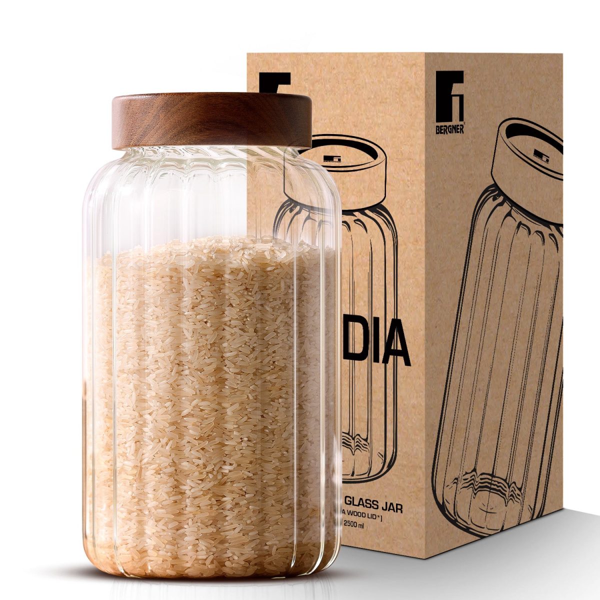 Acadia Borosiliate Stripe Design Glass Jar (2600ml)
