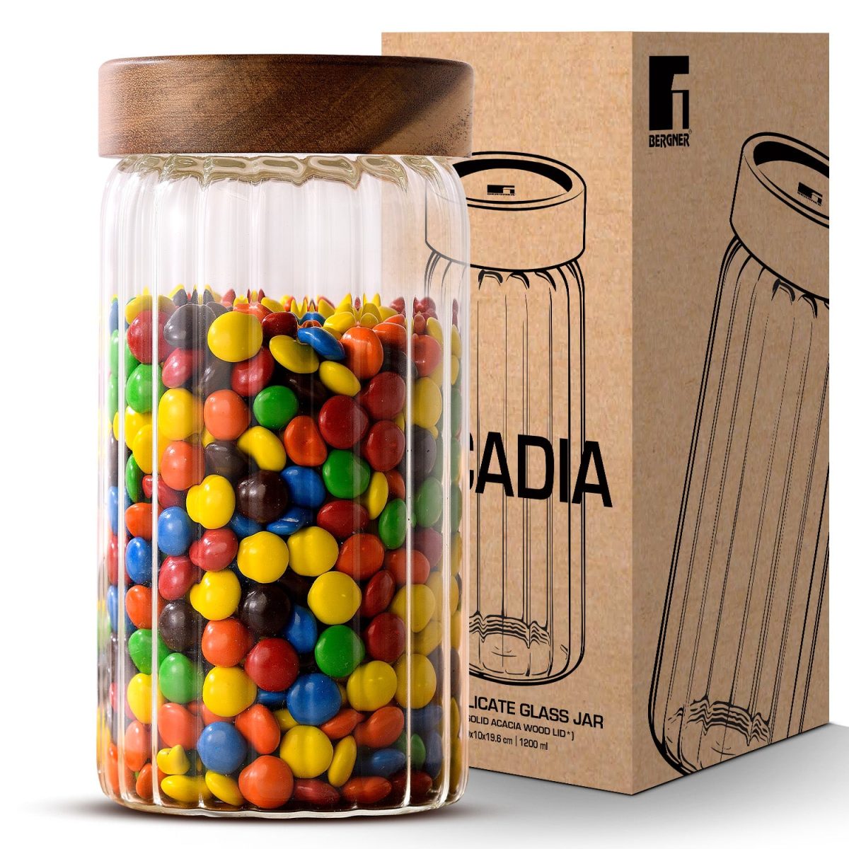 Acadia Borosiliate Stripe Design Glass Jar (1250ml)