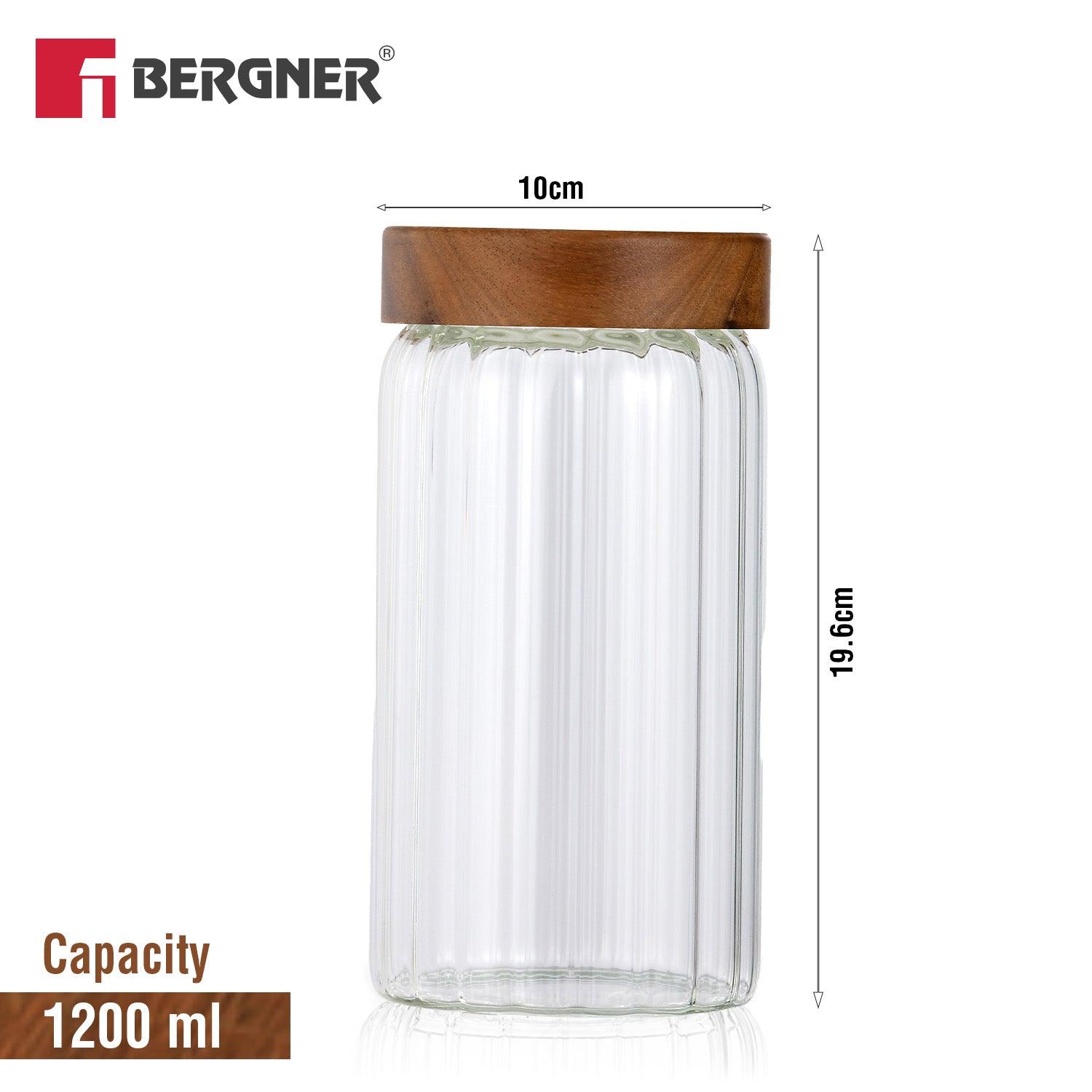Acadia Borosiliate Stripe Design Glass Jar (1250ml) - Image 3