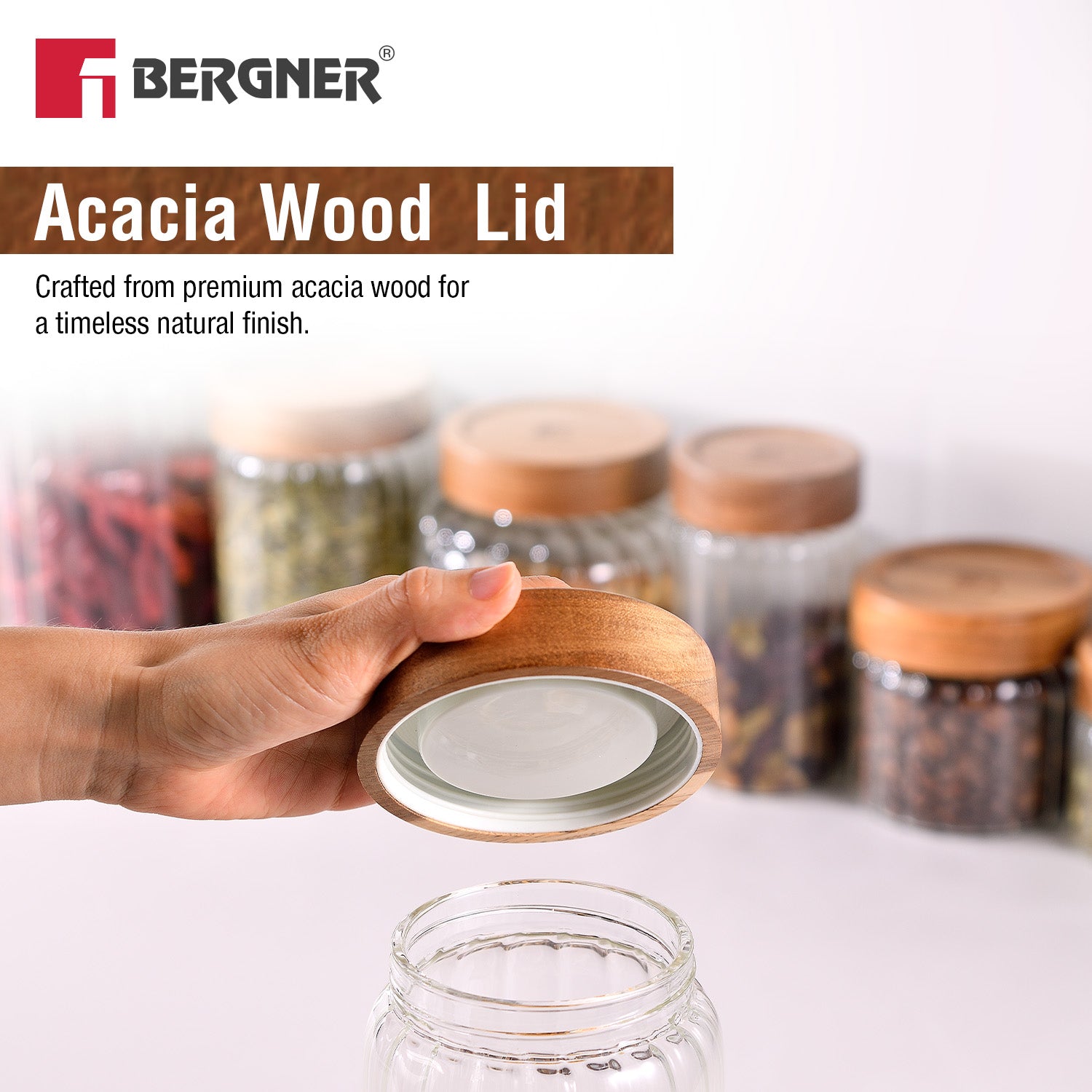 Acadia Borosiliate Stripe Design Glass Jar (1250ml) - Image 5
