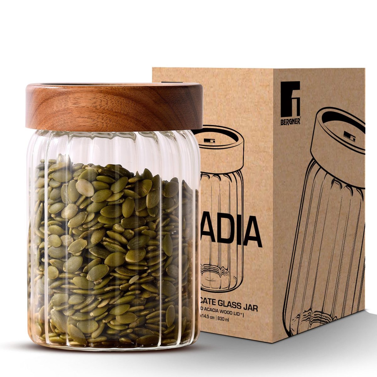 Acadia Borosiliate Stripe Design Glass Jar (900ml)