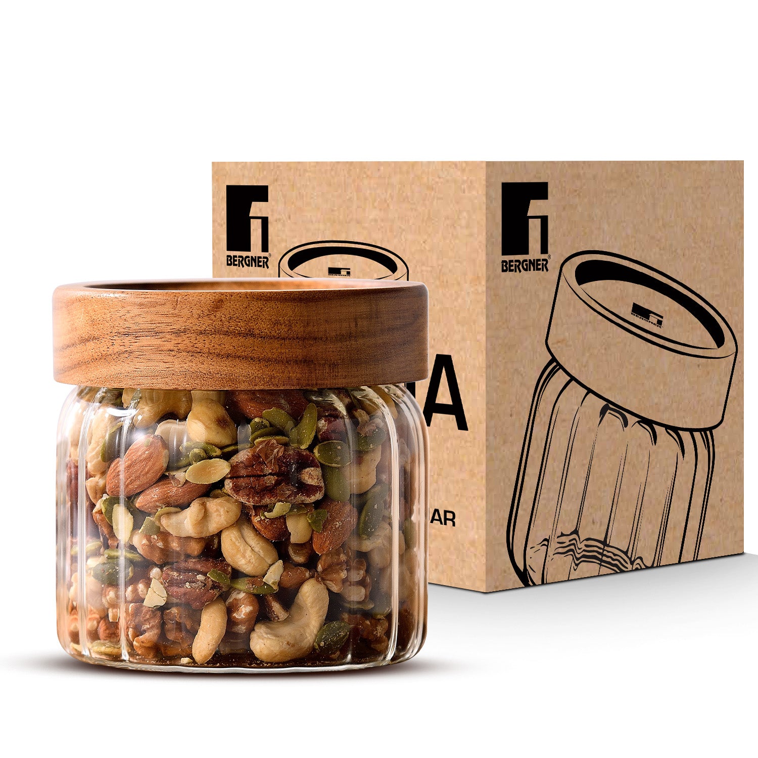 Acadia Borosiliate Stripe Design Glass Jar (580ml)