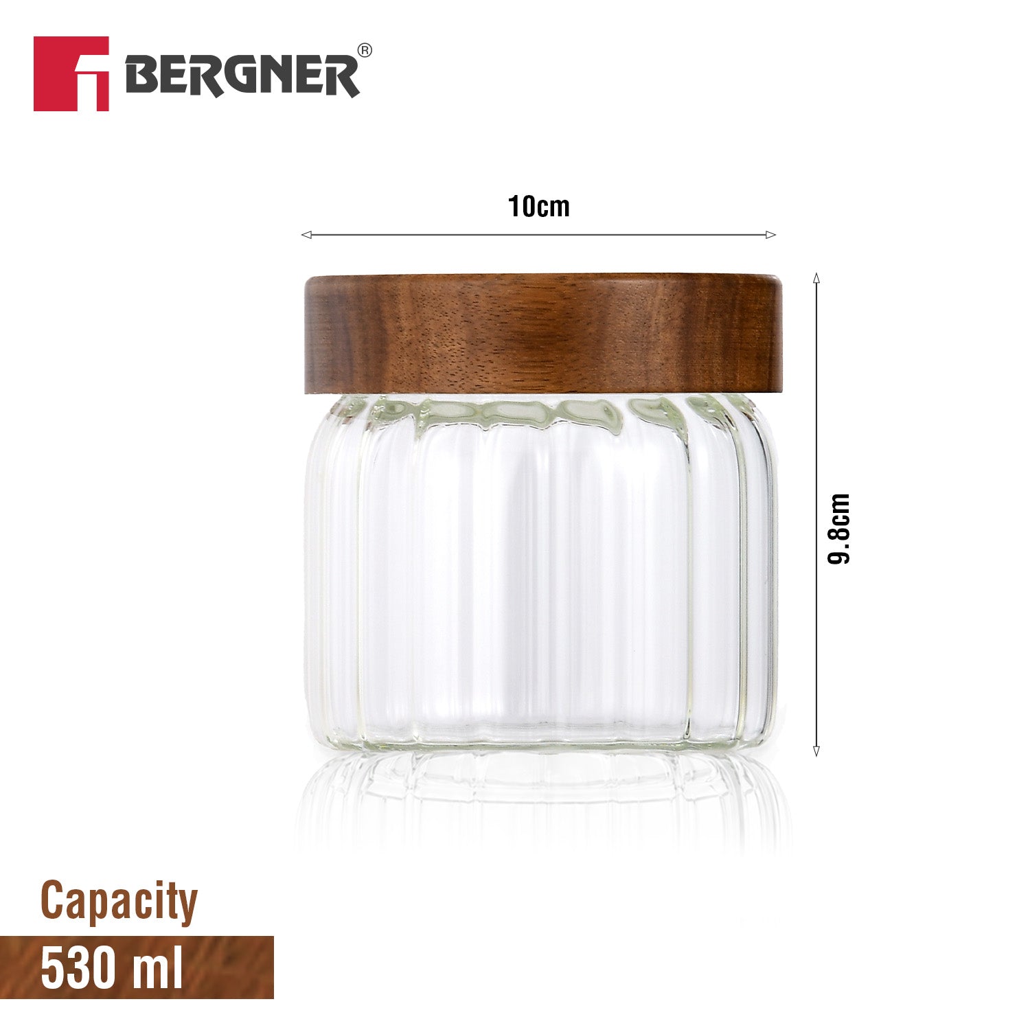 Acadia Borosiliate Stripe Design Glass Jar (580ml) - Image 3