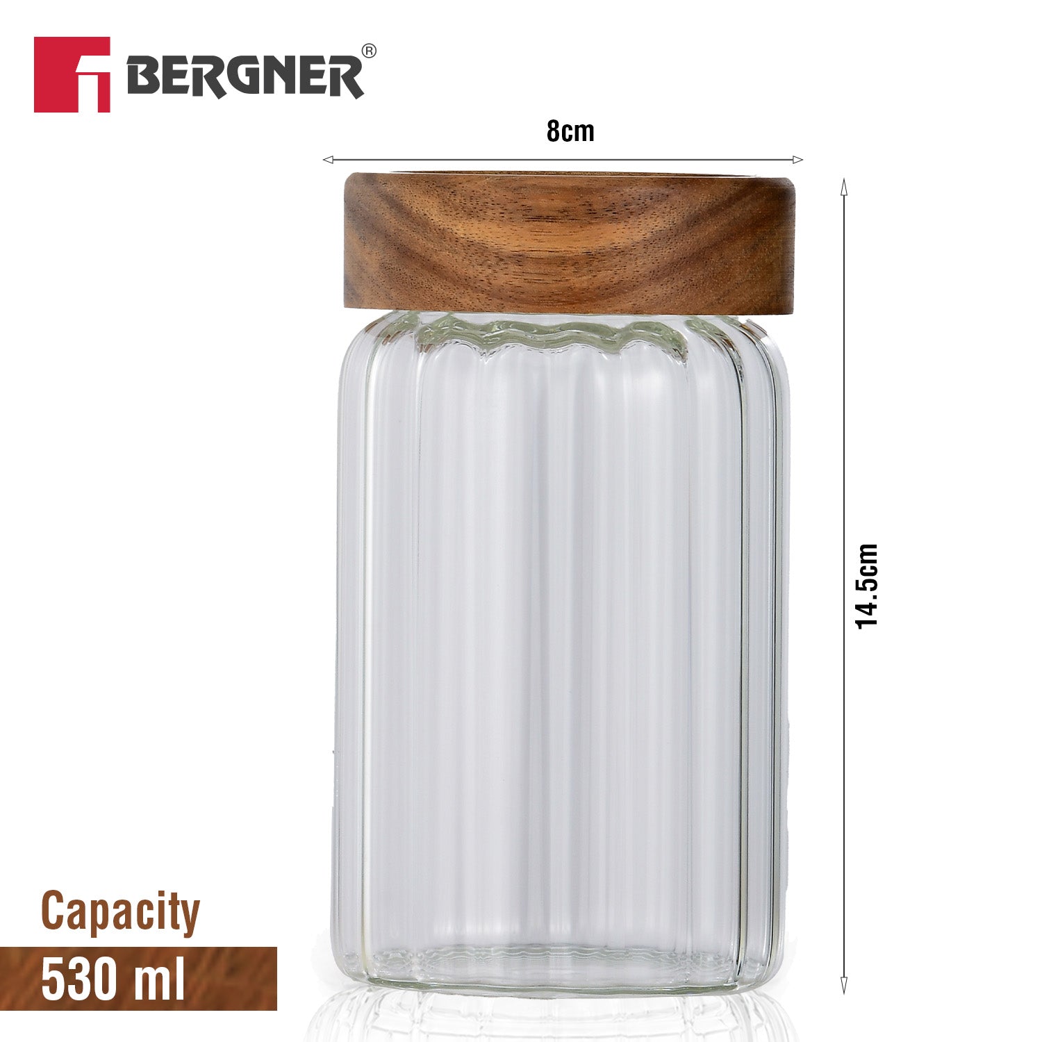 Acadia Borosiliate Stripe Design Glass Jar (550ml) - Image 3