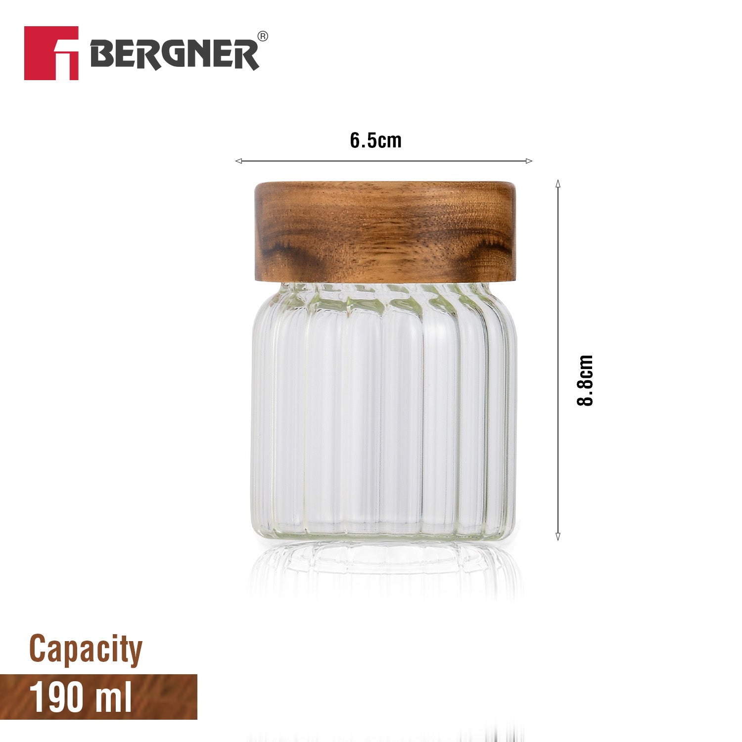 Acadia Borosiliate Stripe Design Glass Jar (190ml) - 2Pcs - Image 3