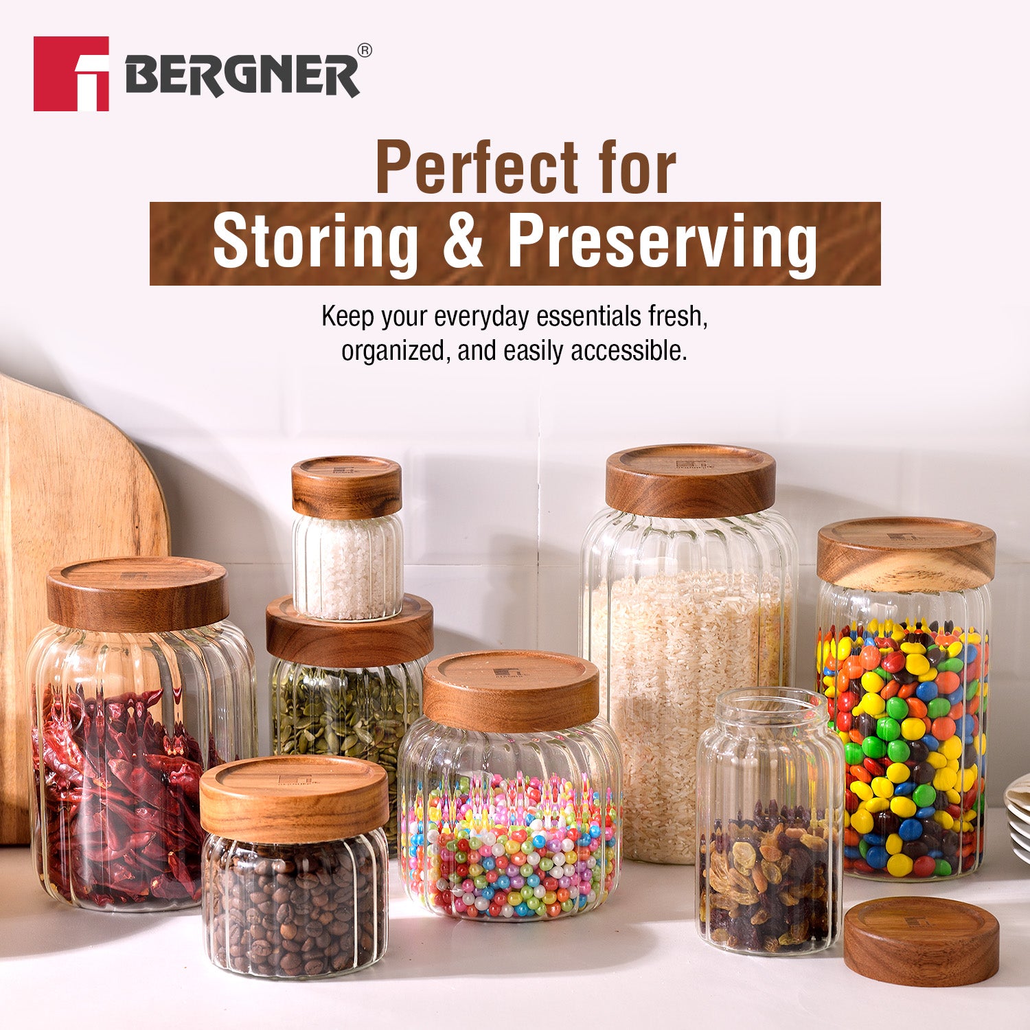 Acadia Borosiliate Stripe Design Glass Jar (190ml) - 2Pcs - Image 5