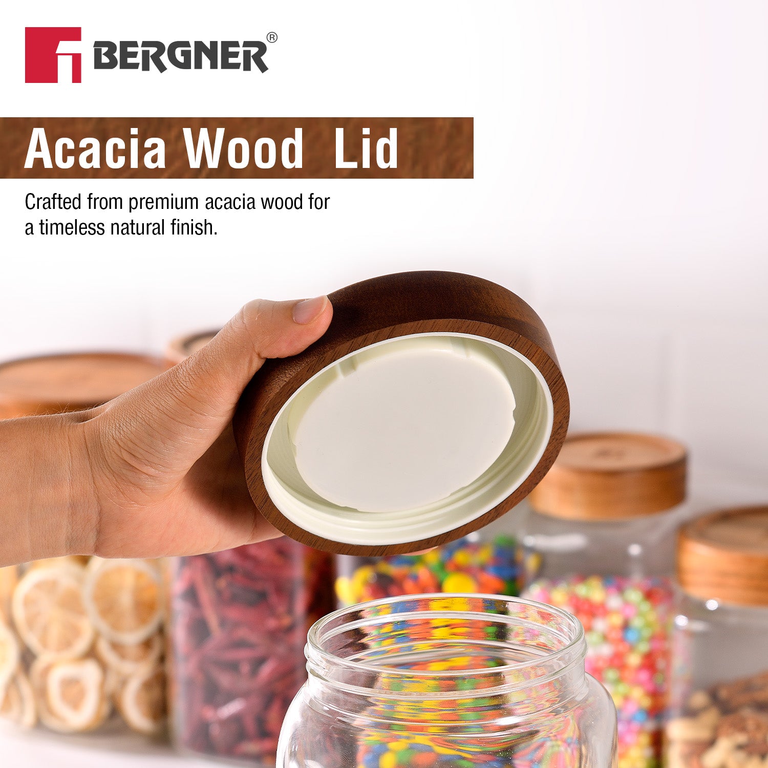 Acadia 1900ml Square Borosilicate Glass Jar with Wooden Lid - Image 5
