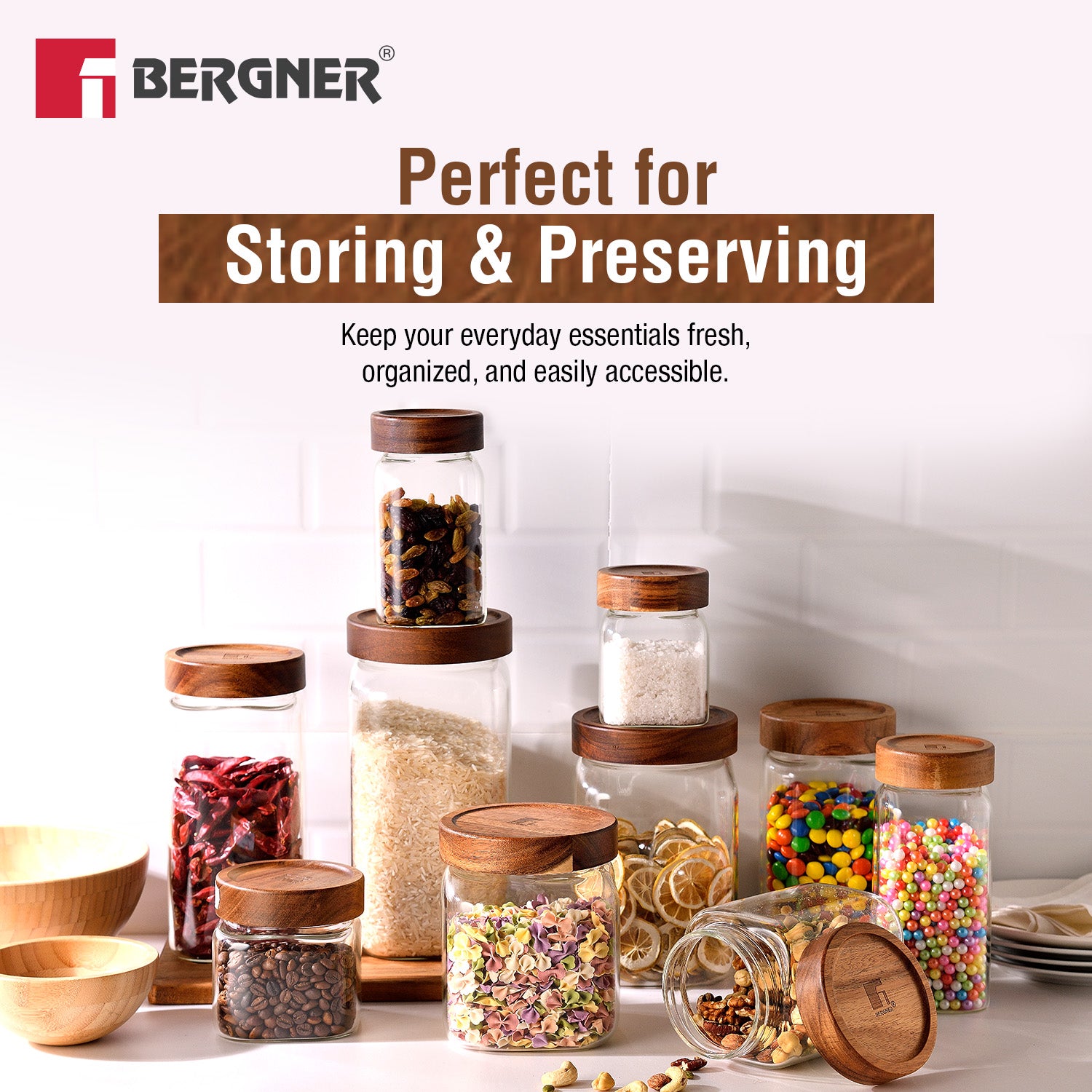 Acadia 1900ml Square Borosilicate Glass Jar with Wooden Lid - Image 6