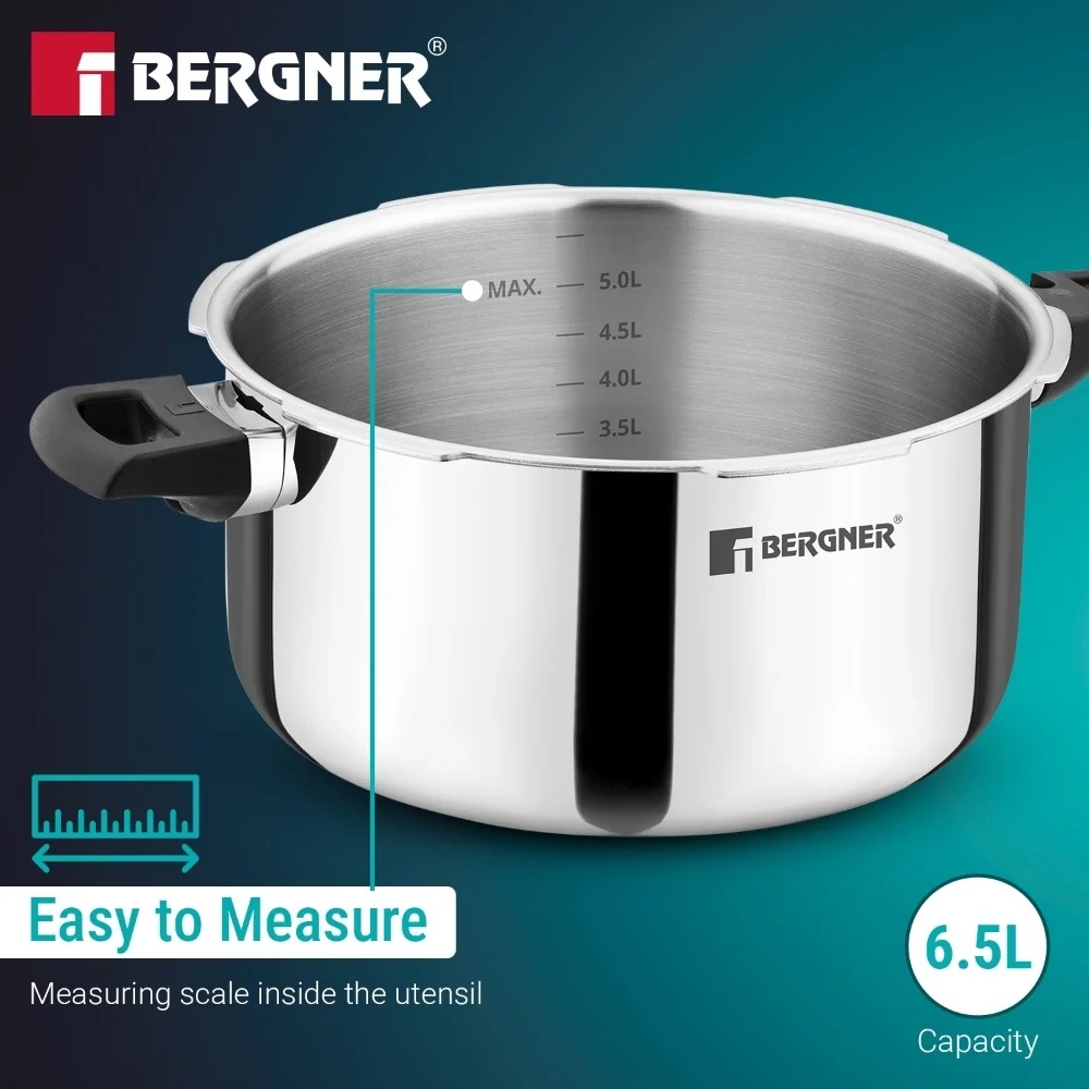 Bergner 6.5L Argent Classic Triply Cooker + Wonderchef 3.5L Digital Air Fryer Combo - Image 2