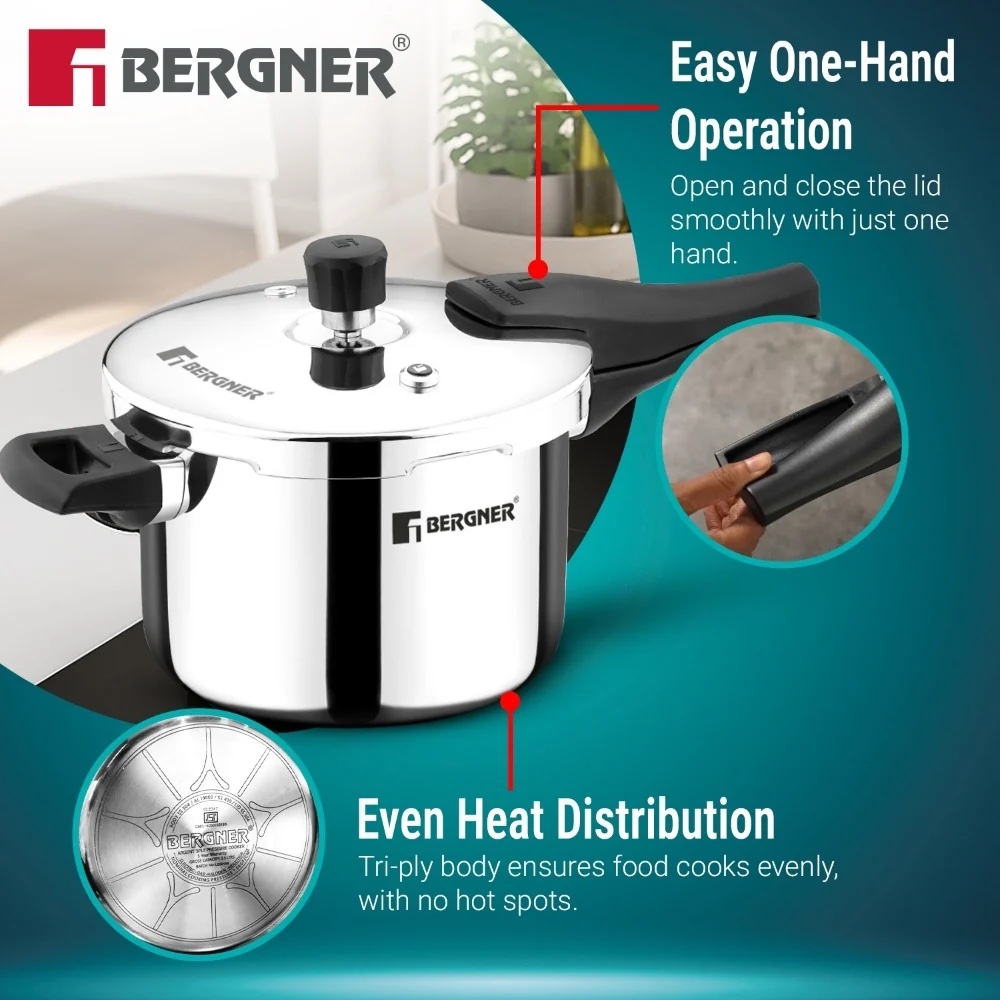 Bergner Argent Classic 5.5 litre Cooker + Wonderchef Kettle and Wonderchef Griller - Image 5
