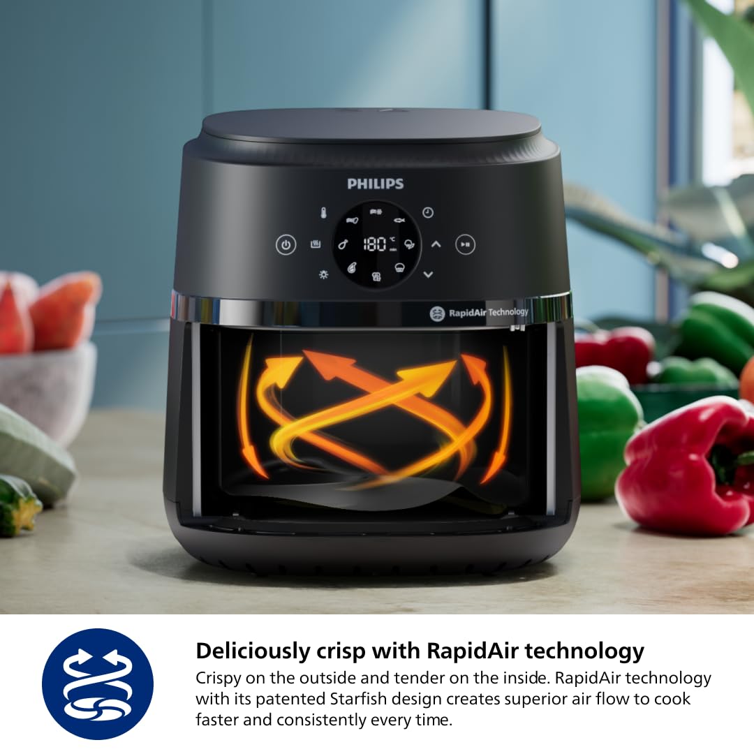 Philips 2000 Series Airfryer - 4.2L Capacity, RapidAir Technology, 13-in-1 Presets, Touchscreen Control, Cooking Window, Up to 90% Less Fat (NA221/00) - Image 6