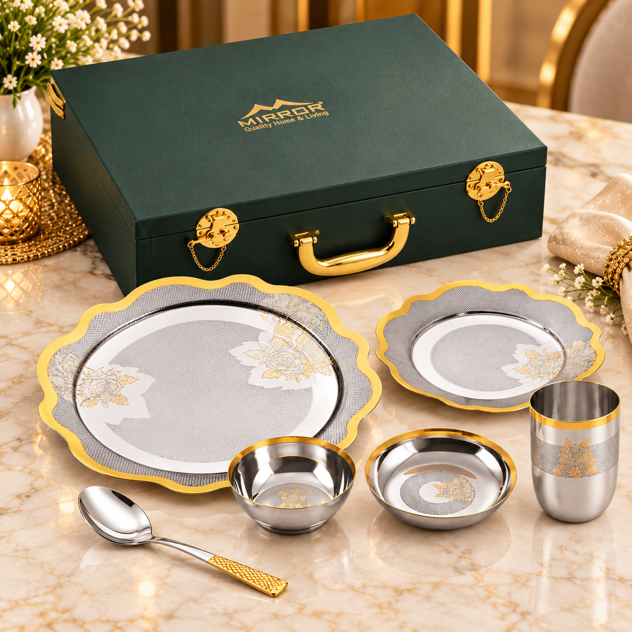 Regalia 24 Carat Gold Plated Dinner Set - 42 pcs set - Image 3