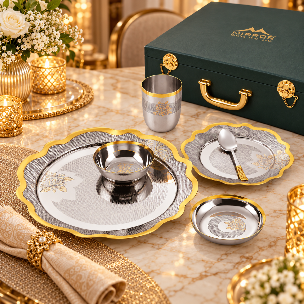 Regalia 24 Carat Gold Plated Dinner Set - 42 pcs set
